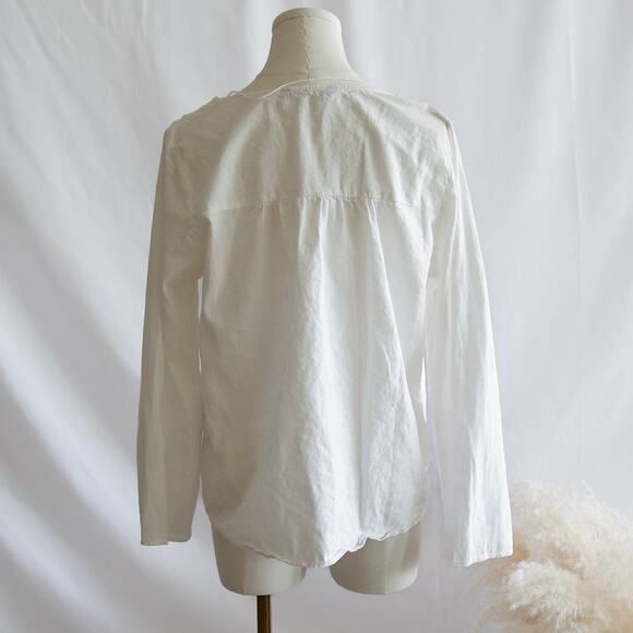 ZARA Linen Blend Cottage Twill peasant top size S - Picture 2 of 5